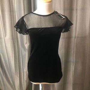 Lauren short sleeve velvet blouse size xs NWT